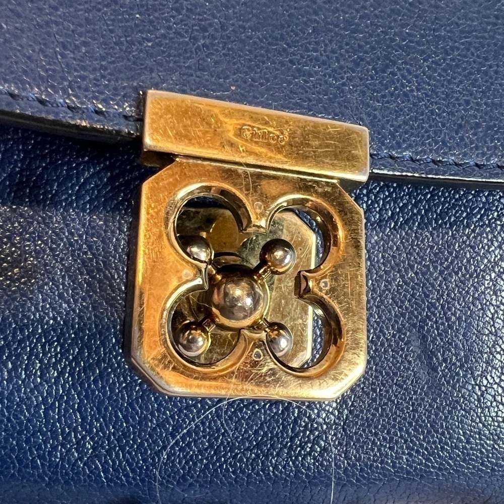 CHLOE VINTAGE ELISE BLUE LEATHER ZIP WALLET - Picture 9 of 16